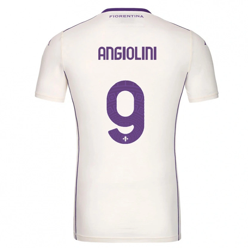 Danxen Bambino Maglia Gianmarco Angiolini #9 Bianco Viola Rosso Kit Gara Away 2025/26 Maglietta