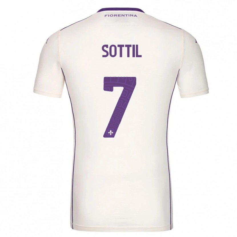 Danxen Bambino Maglia Riccardo Sottil #7 Bianco Viola Rosso Kit Gara Away 2025/26 Maglietta