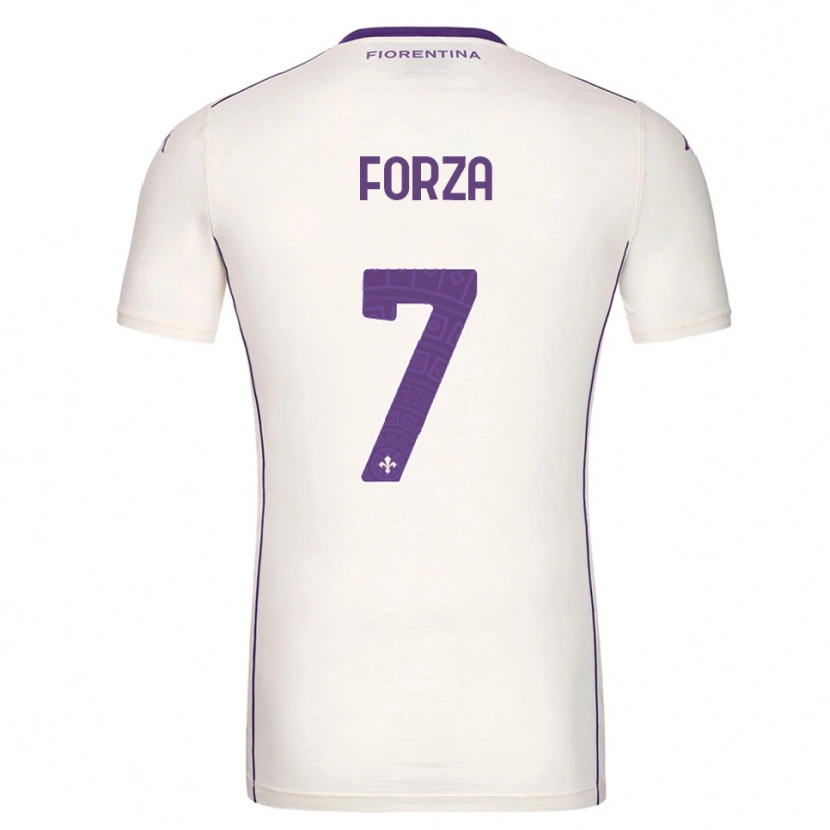 Danxen Bambino Maglia Francesco Forza #7 Bianco Viola Rosso Kit Gara Away 2025/26 Maglietta