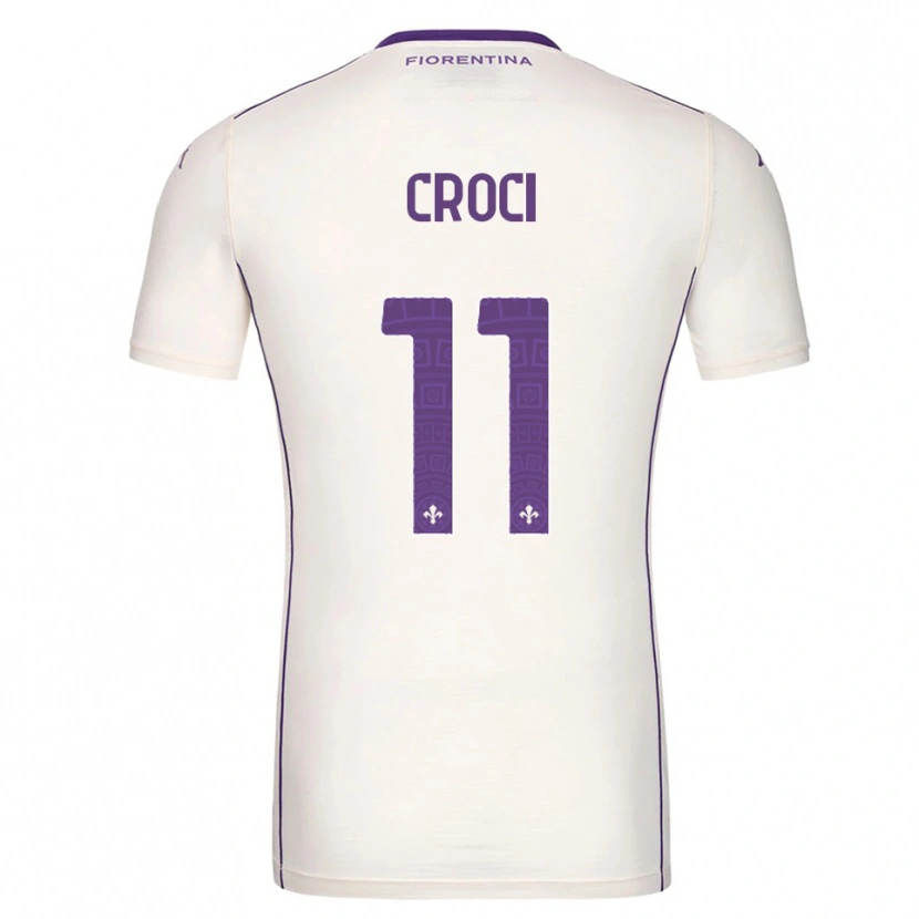 Danxen Bambino Maglia Federico Croci #11 Bianco Viola Rosso Kit Gara Away 2025/26 Maglietta