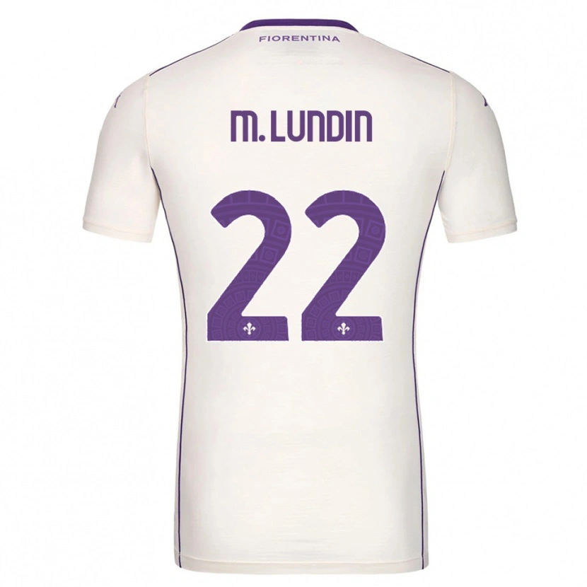 Danxen Bambino Maglia Karin Maria Lundin #22 Bianco Viola Rosso Kit Gara Away 2025/26 Maglietta