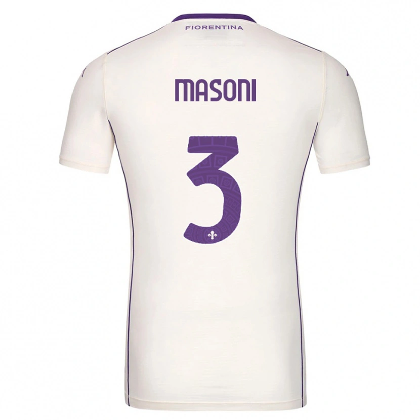 Danxen Bambino Maglia Tommaso Masoni #3 Bianco Viola Rosso Kit Gara Away 2025/26 Maglietta