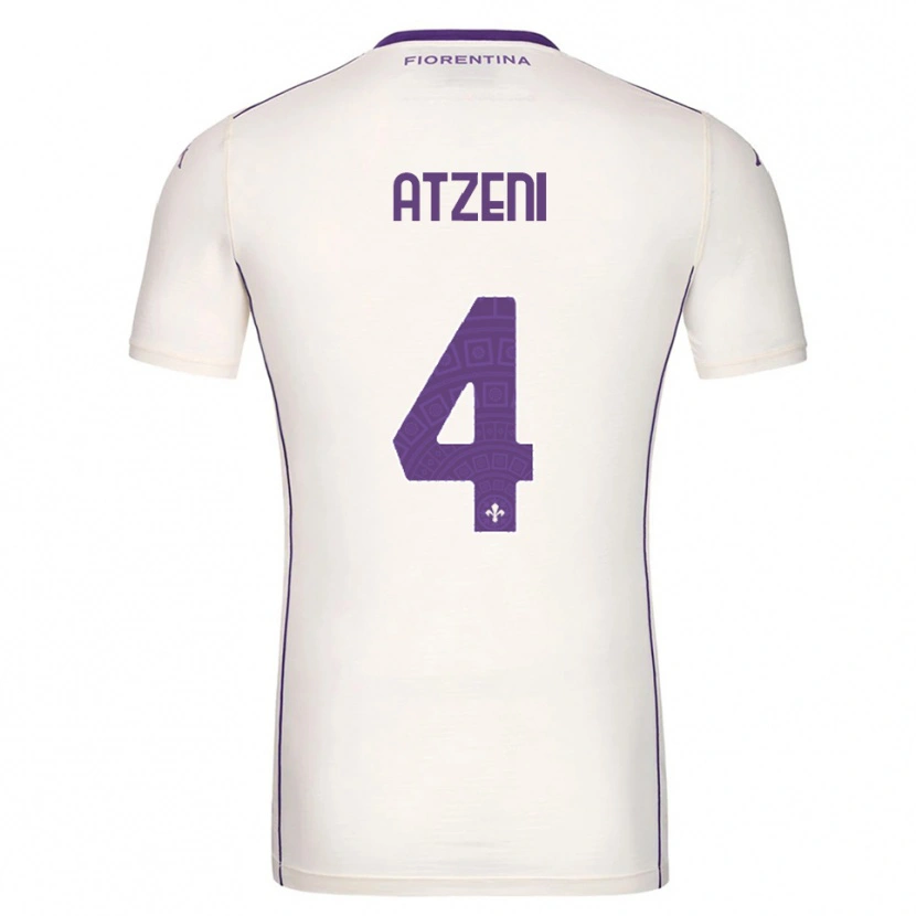 Danxen Bambino Maglia Davide Atzeni #4 Bianco Viola Rosso Kit Gara Away 2025/26 Maglietta