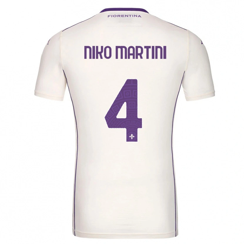 Danxen Bambino Maglia Niko Martini #4 Bianco Viola Rosso Kit Gara Away 2025/26 Maglietta