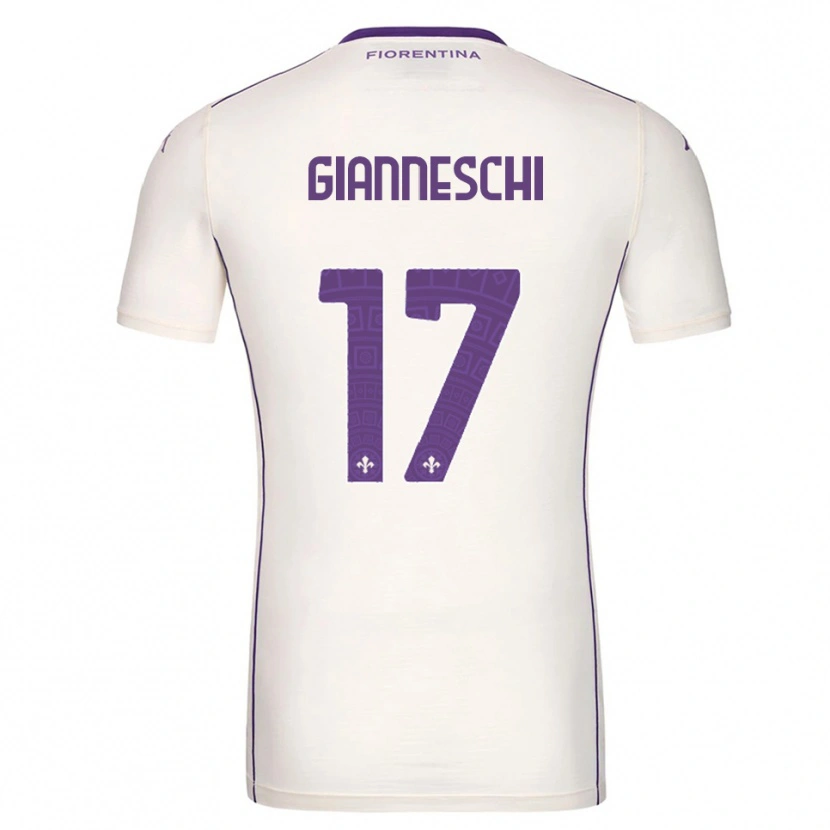 Danxen Bambino Maglia Noah Gianneschi #17 Bianco Viola Rosso Kit Gara Away 2025/26 Maglietta