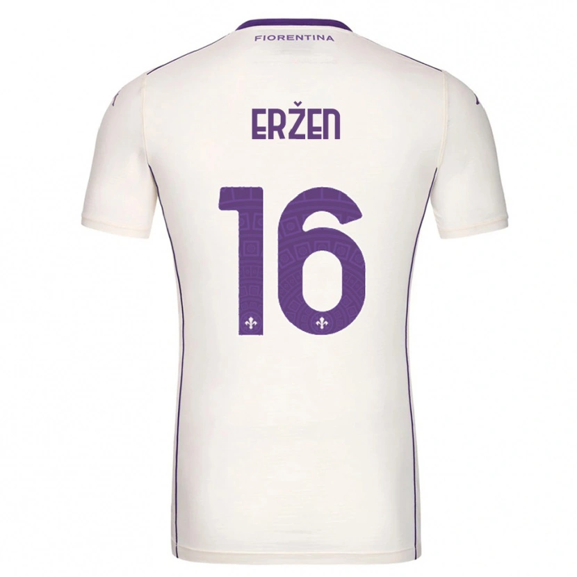 Danxen Bambino Maglia Kaja Eržen #16 Bianco Viola Rosso Kit Gara Away 2025/26 Maglietta