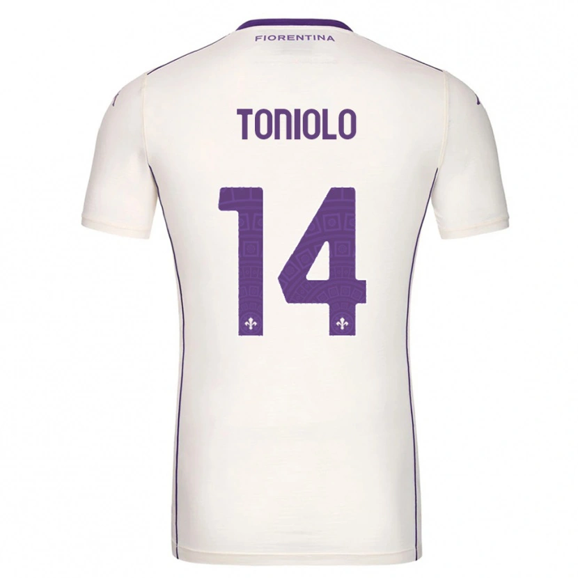 Danxen Bambino Maglia Martina Toniolo #14 Bianco Viola Rosso Kit Gara Away 2025/26 Maglietta