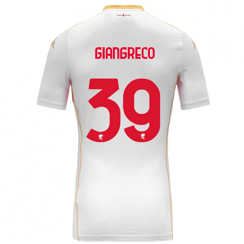 Danxen Bambino Maglia Nicolò Giangreco #39 Bianco Rosso Kit Gara Away 2025/26 Maglietta