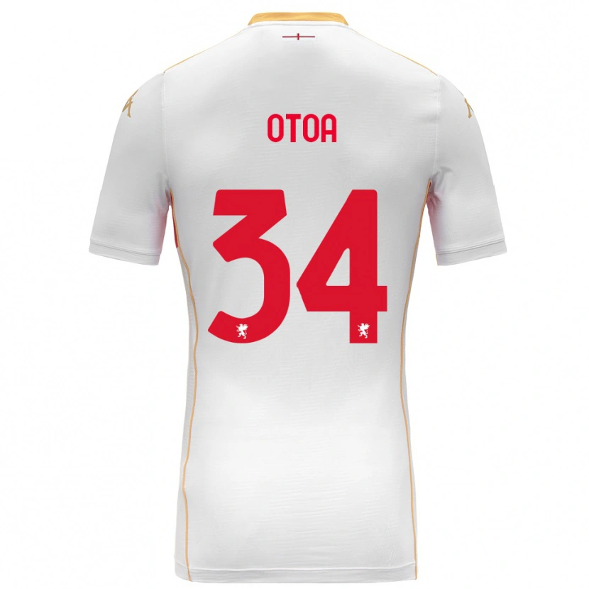 Danxen Bambino Maglia Sebastian Otoa #34 Bianco Rosso Kit Gara Away 2025/26 Maglietta
