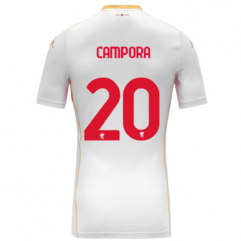 Danxen Bambino Maglia Alice Campora #20 Bianco Rosso Kit Gara Away 2025/26 Maglietta