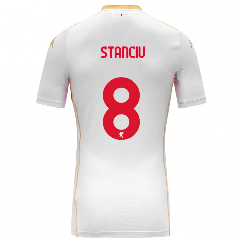 Danxen Bambino Maglia Nicolae Stanciu #8 Bianco Rosso Kit Gara Away 2025/26 Maglietta