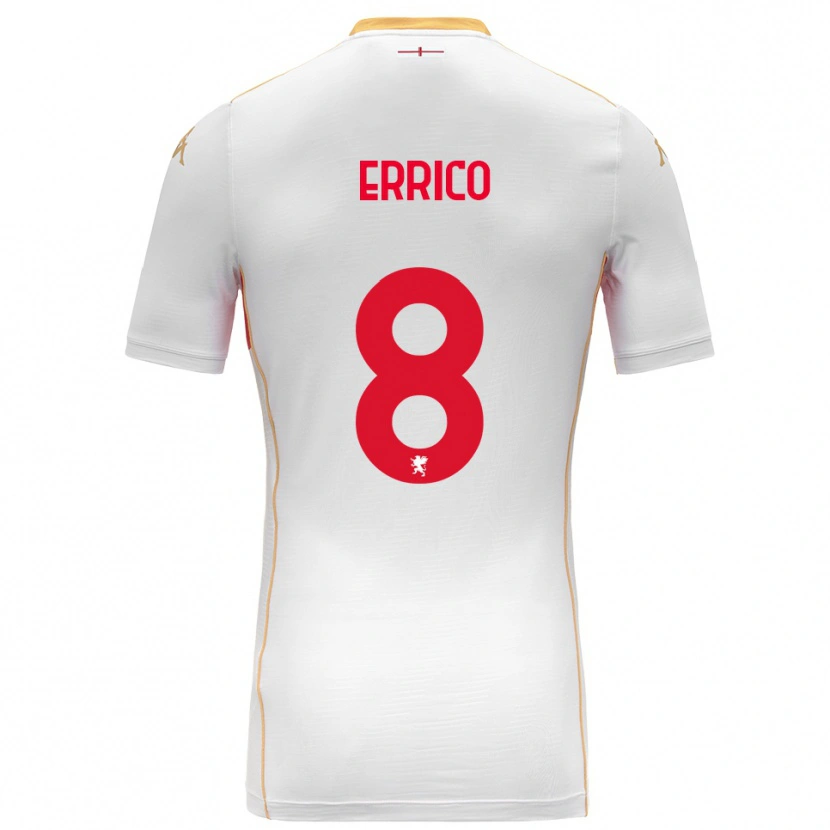 Danxen Bambino Maglia Emma Errico #8 Bianco Rosso Kit Gara Away 2025/26 Maglietta