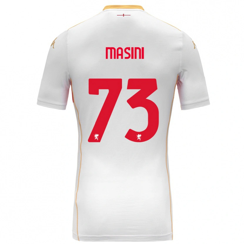 Danxen Bambino Maglia Patrizio Masini #73 Bianco Rosso Kit Gara Away 2025/26 Maglietta