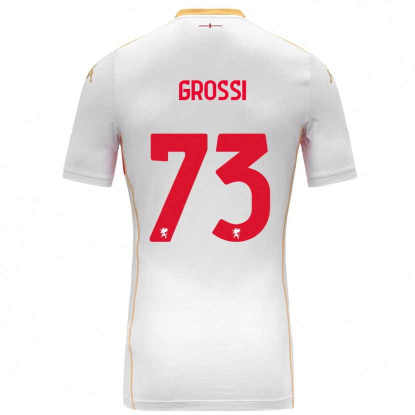 Danxen Bambino Maglia Jacopo Grossi #73 Bianco Rosso Kit Gara Away 2025/26 Maglietta