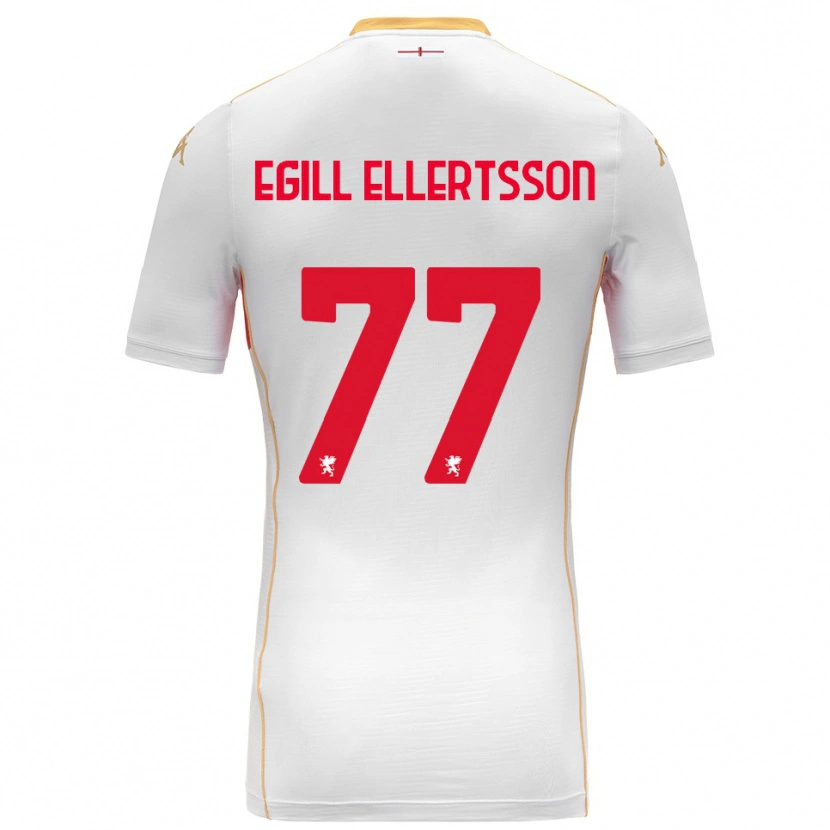 Danxen Bambino Maglia Mikael Egill Ellertsson #77 Bianco Rosso Kit Gara Away 2025/26 Maglietta