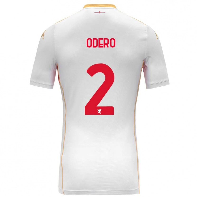 Danxen Bambino Maglia Martino Odero #2 Bianco Rosso Kit Gara Away 2025/26 Maglietta
