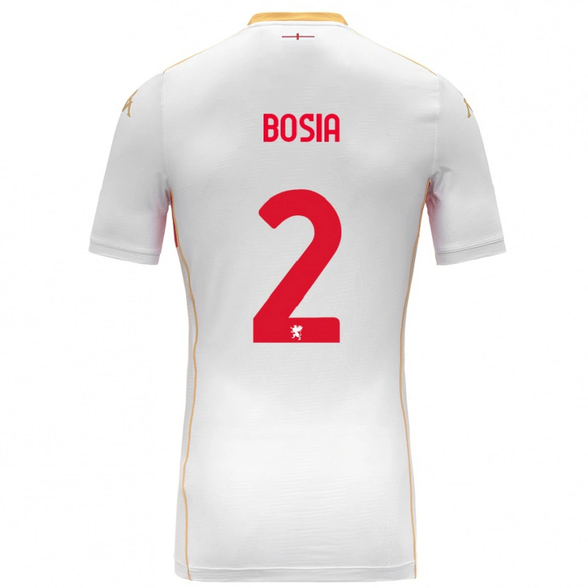 Danxen Bambino Maglia Davide Bosia #2 Bianco Rosso Kit Gara Away 2025/26 Maglietta