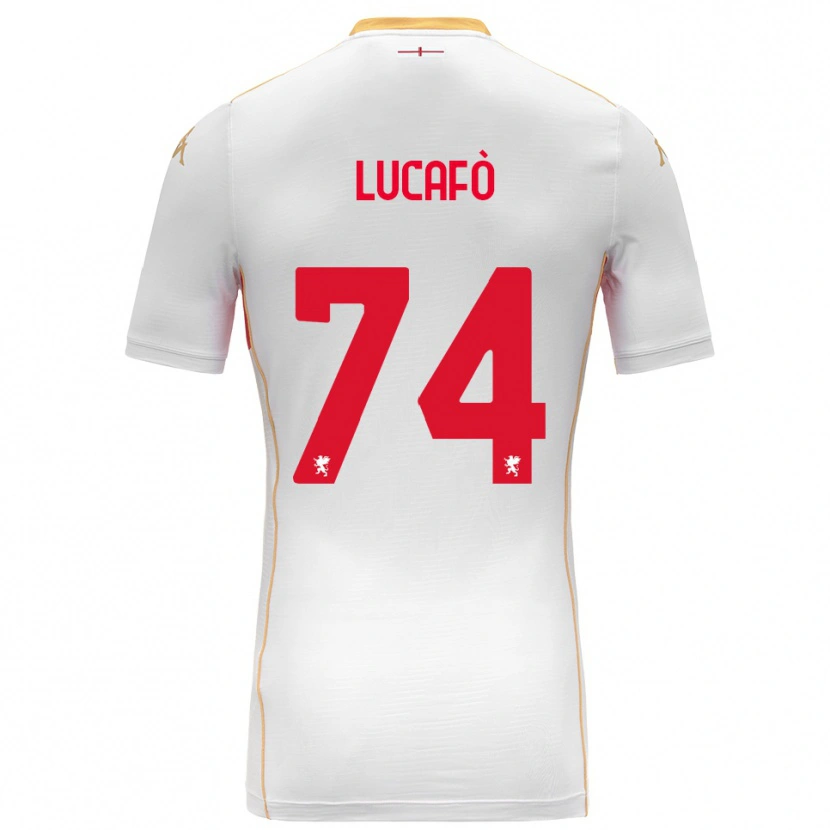 Danxen Bambino Maglia Sara Lucafò #74 Bianco Rosso Kit Gara Away 2025/26 Maglietta