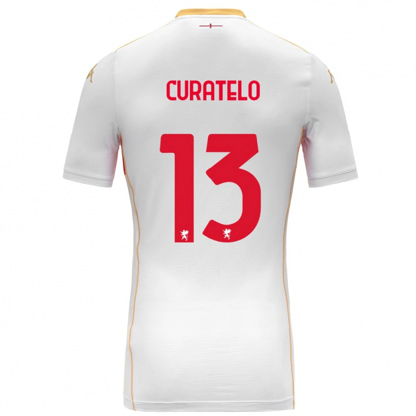 Danxen Bambino Maglia Andrea Curatelo #13 Bianco Rosso Kit Gara Away 2025/26 Maglietta