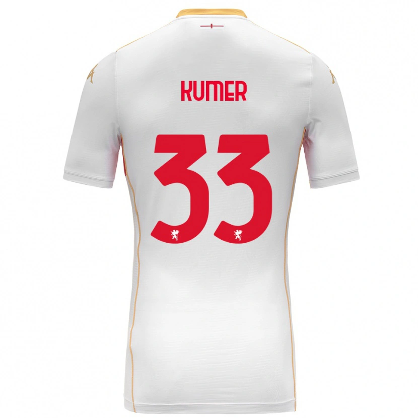 Danxen Bambino Maglia Alin Kumer Celik #33 Bianco Rosso Kit Gara Away 2025/26 Maglietta