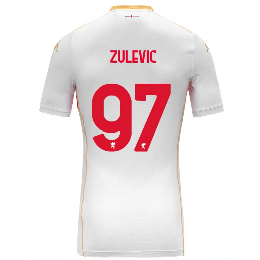 Danxen Bambino Maglia Adam Zulevic #97 Bianco Rosso Kit Gara Away 2025/26 Maglietta