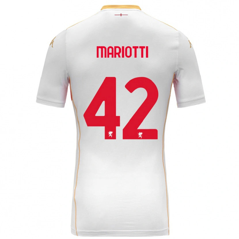 Danxen Bambino Maglia Andrea Mariotti #42 Bianco Rosso Kit Gara Away 2025/26 Maglietta