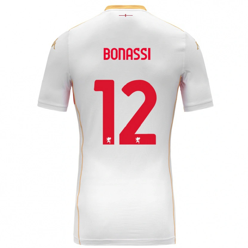 Danxen Bambino Maglia Lorenzo Bonassi #12 Bianco Rosso Kit Gara Away 2025/26 Maglietta
