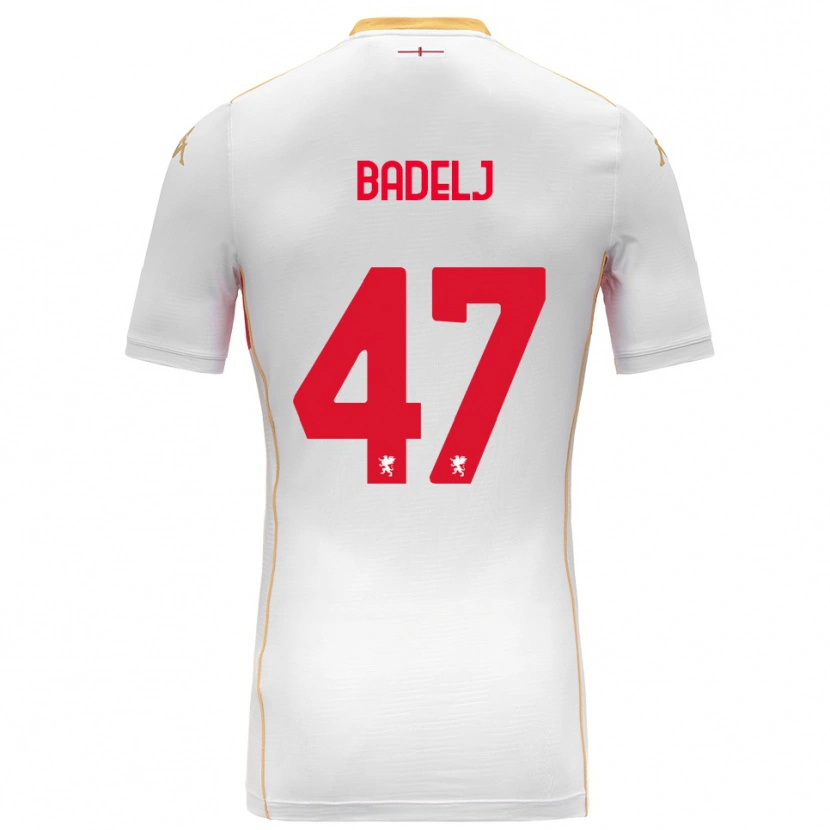 Danxen Bambino Maglia Milan Badelj #47 Bianco Rosso Kit Gara Away 2025/26 Maglietta