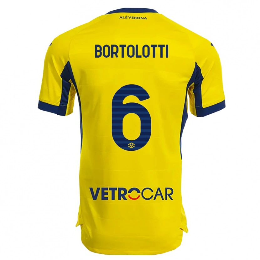 Danxen Bambino Maglia Marco Bortolotti #6 Giallo Blu Navy Kit Gara Away 2025/26 Maglietta