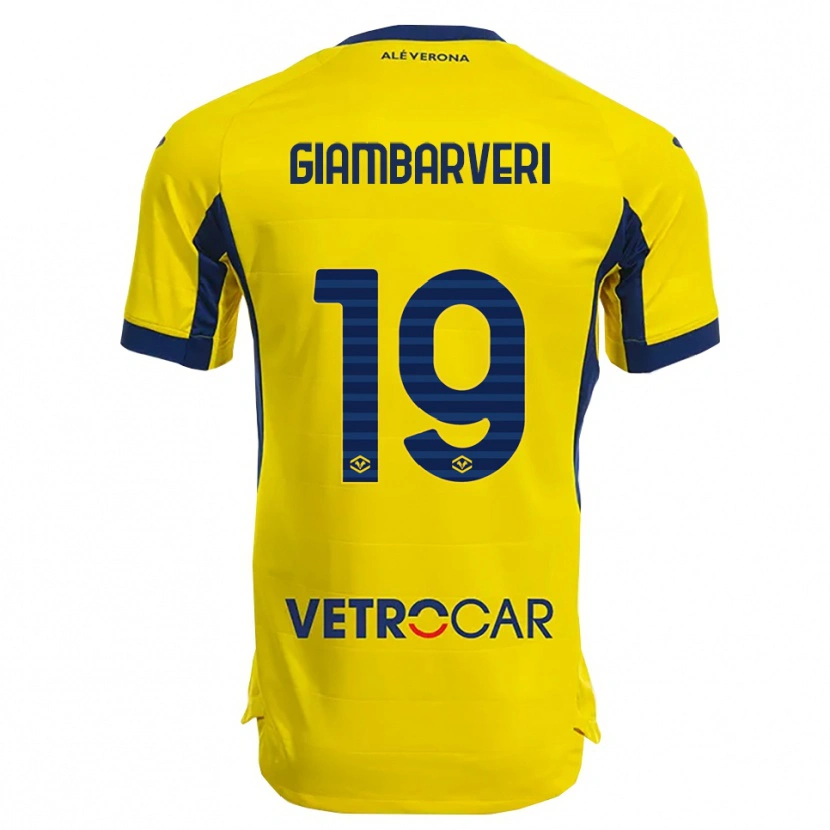 Danxen Bambino Maglia Mattia Giambarveri #19 Giallo Blu Navy Kit Gara Away 2025/26 Maglietta