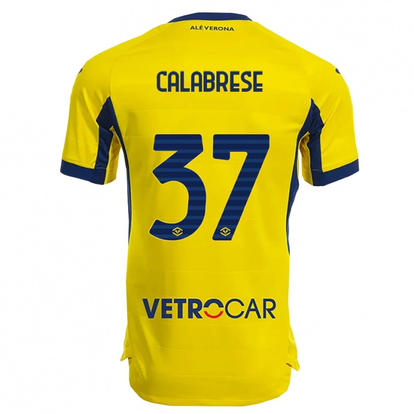 Danxen Bambino Maglia Nicolò Calabrese #37 Giallo Blu Navy Kit Gara Away 2025/26 Maglietta