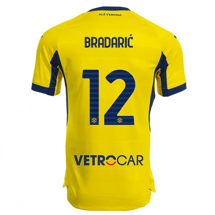 Danxen Bambino Maglia Domagoj Bradarić #12 Giallo Blu Navy Kit Gara Away 2025/26 Maglietta