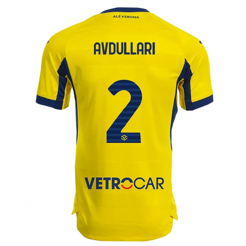 Danxen Bambino Maglia Davide Avdullari #2 Giallo Blu Navy Kit Gara Away 2025/26 Maglietta