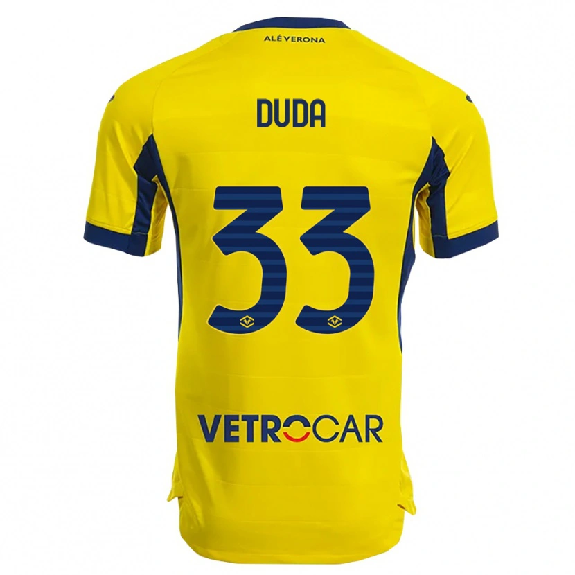 Danxen Bambino Maglia Ondrej Duda #33 Giallo Blu Navy Kit Gara Away 2025/26 Maglietta