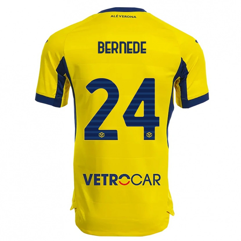 Danxen Bambino Maglia Antoine Bernede #24 Giallo Blu Navy Kit Gara Away 2025/26 Maglietta