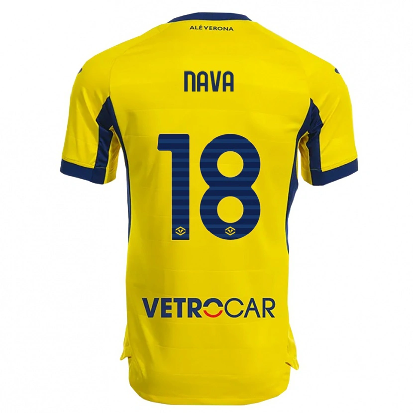 Danxen Bambino Maglia Maddalena Nava #18 Giallo Blu Navy Kit Gara Away 2025/26 Maglietta