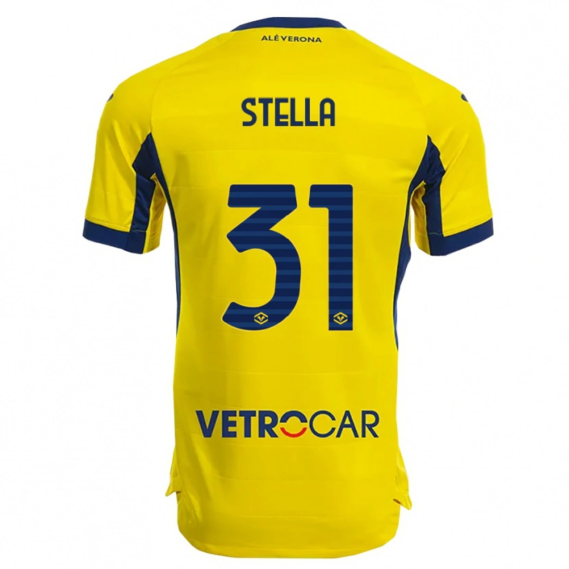 Danxen Bambino Maglia Kevin Stella #31 Giallo Blu Navy Kit Gara Away 2025/26 Maglietta