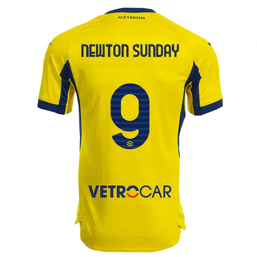 Danxen Bambino Maglia Eloghosa Newton Sunday #9 Giallo Blu Navy Kit Gara Away 2025/26 Maglietta