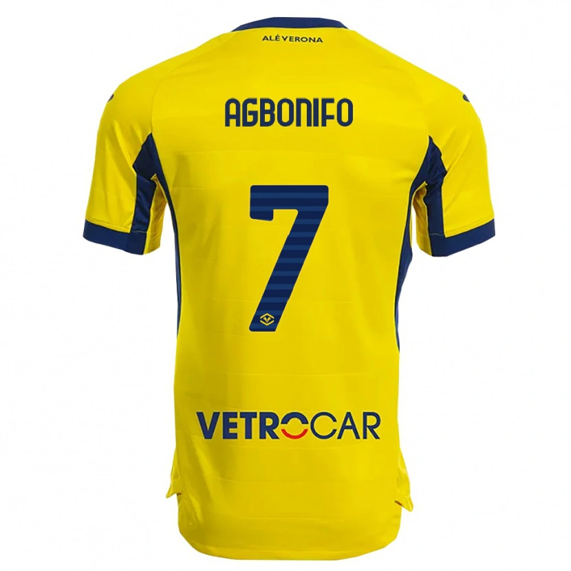 Danxen Bambino Maglia Richi Agbonifo #7 Giallo Blu Navy Kit Gara Away 2025/26 Maglietta