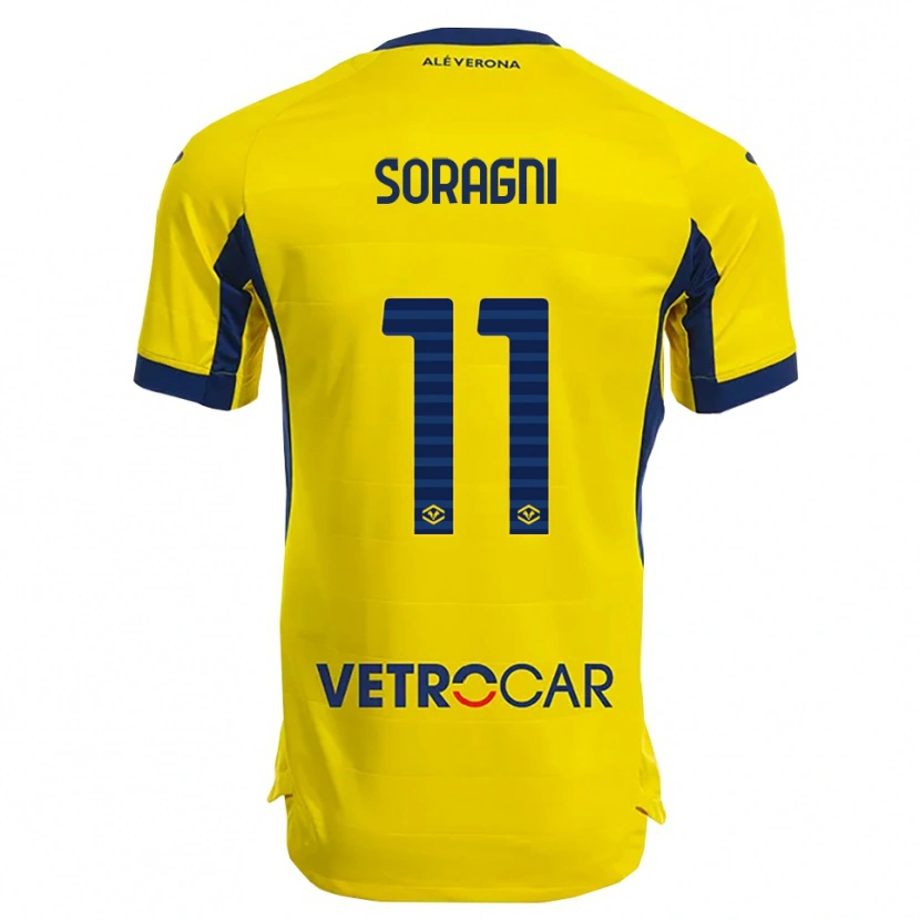 Danxen Bambino Maglia Alberto Soragni #11 Giallo Blu Navy Kit Gara Away 2025/26 Maglietta
