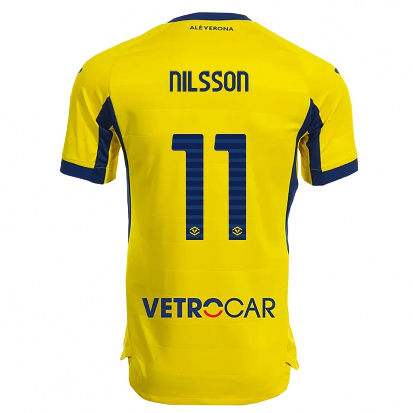 Danxen Bambino Maglia Sara Nilsson #11 Giallo Blu Navy Kit Gara Away 2025/26 Maglietta