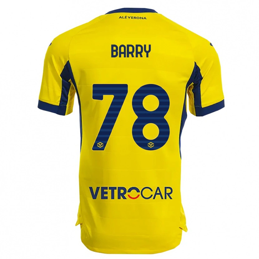 Danxen Bambino Maglia Oumar Barry #78 Giallo Blu Navy Kit Gara Away 2025/26 Maglietta