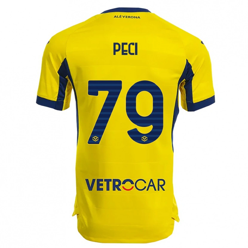 Danxen Bambino Maglia Jurgen Peci #79 Giallo Blu Navy Kit Gara Away 2025/26 Maglietta