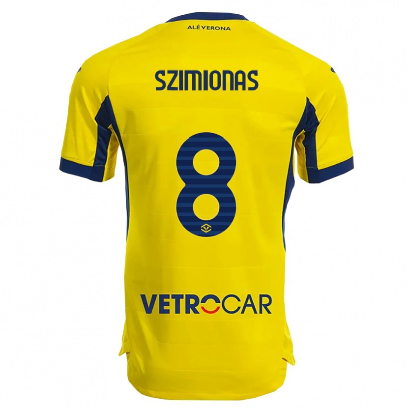 Danxen Bambino Maglia Luca Szimionaș #8 Giallo Blu Navy Kit Gara Away 2025/26 Maglietta