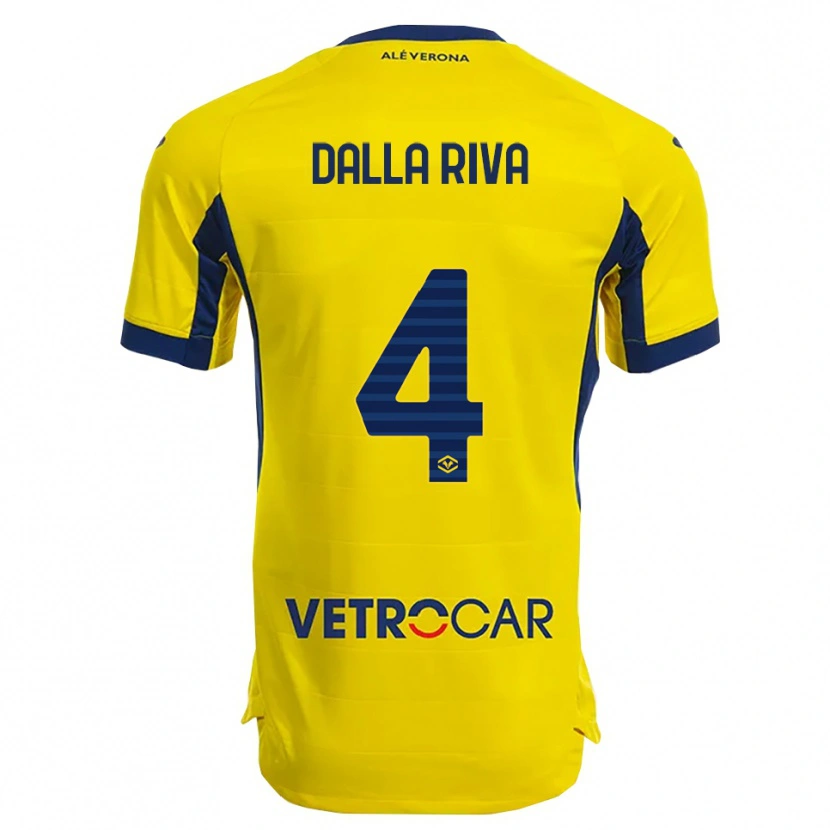 Danxen Bambino Maglia Stefano Dalla Riva #4 Giallo Blu Navy Kit Gara Away 2025/26 Maglietta