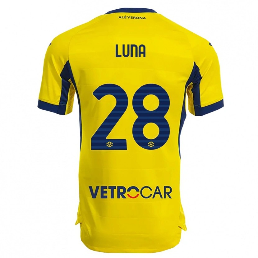 Danxen Bambino Maglia Agustín Luna #28 Giallo Blu Navy Kit Gara Away 2025/26 Maglietta