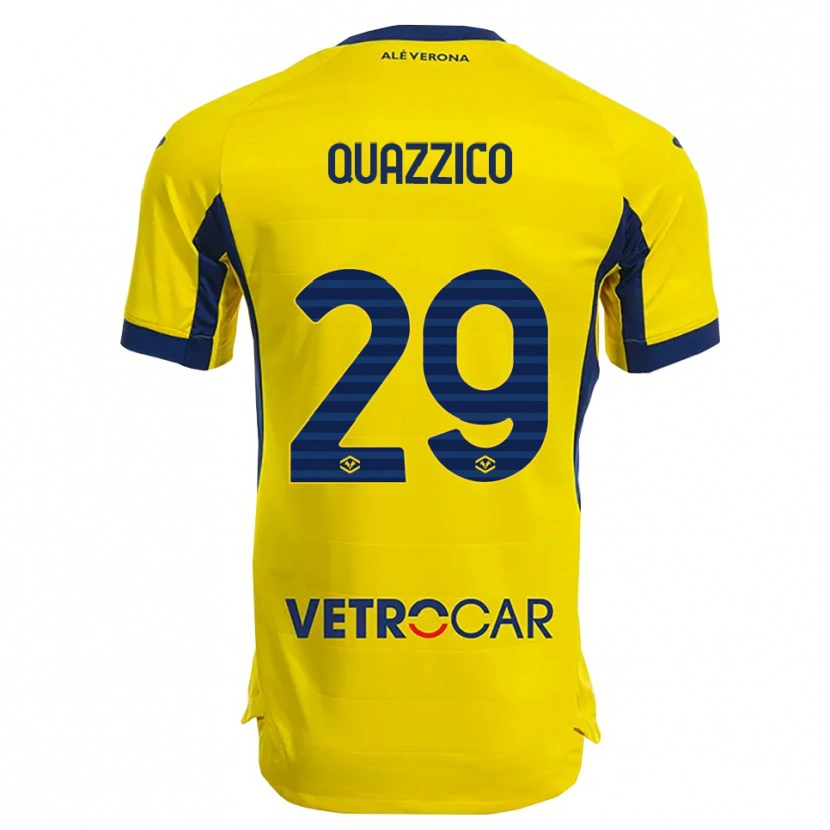 Danxen Bambino Maglia Francesca Quazzico #29 Giallo Blu Navy Kit Gara Away 2025/26 Maglietta