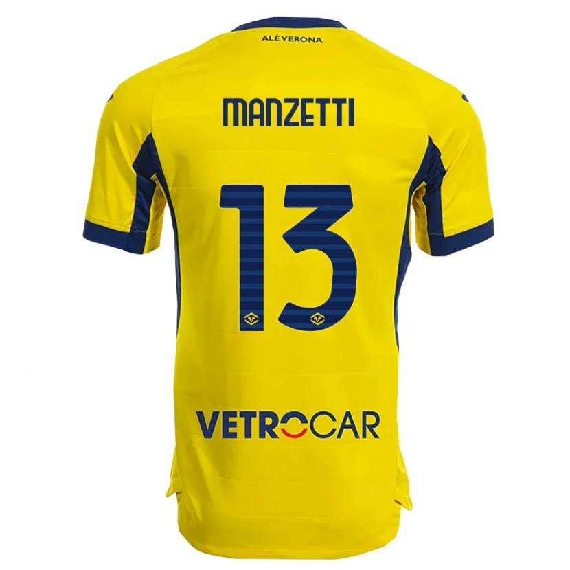 Danxen Bambino Maglia Aurora Manzetti #13 Giallo Blu Navy Kit Gara Away 2025/26 Maglietta