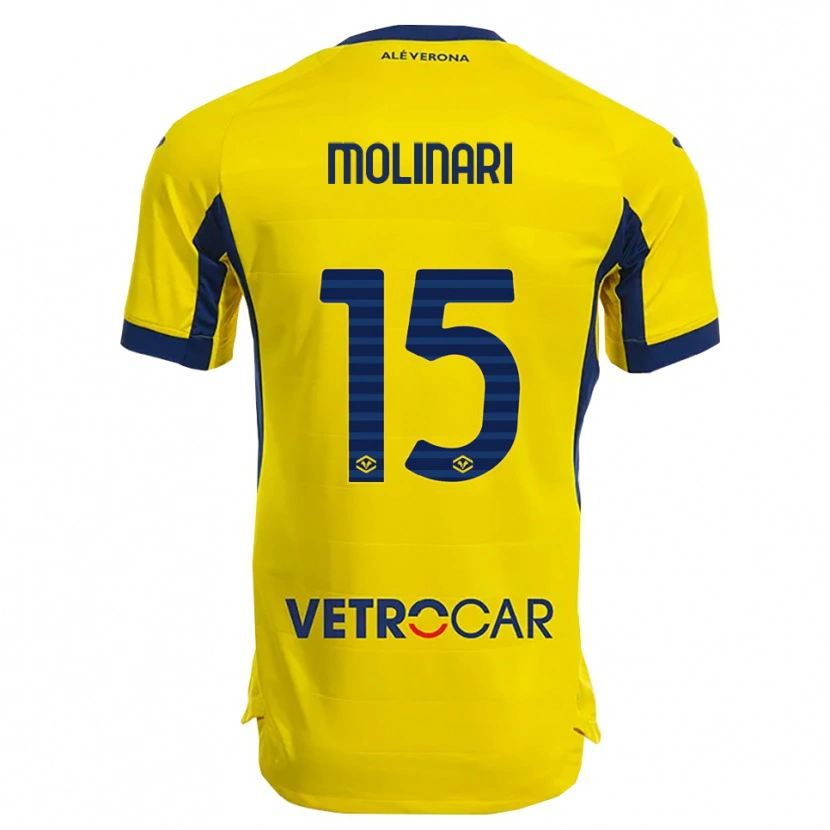 Danxen Bambino Maglia Gabriele Molinari #15 Giallo Blu Navy Kit Gara Away 2025/26 Maglietta