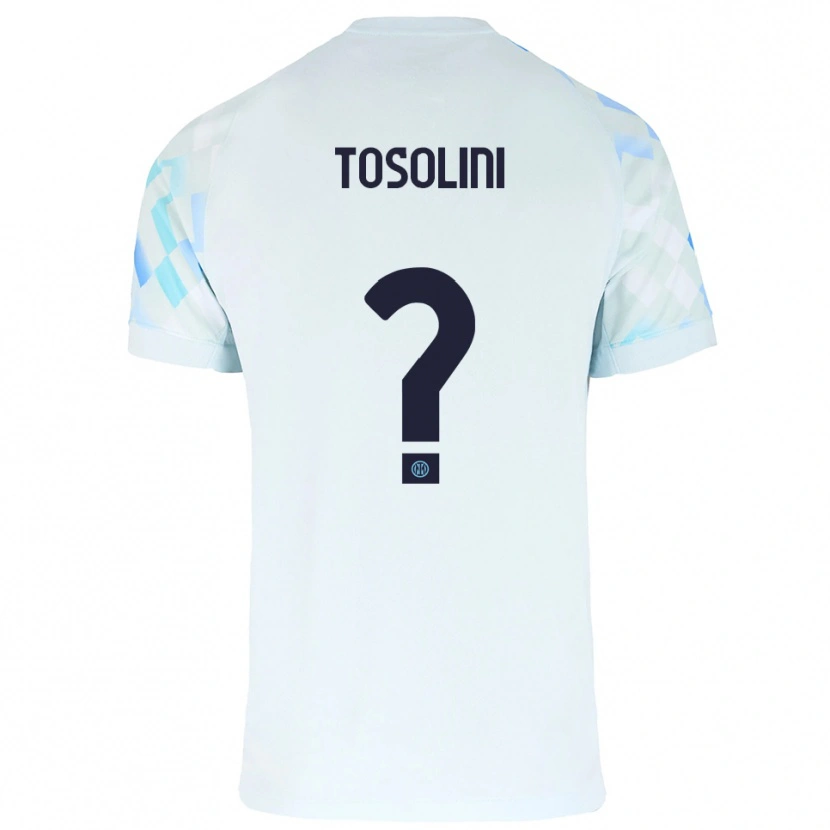 Danxen Bambino Maglia Nicolas Tosolini #0 Bianco Blu Kit Gara Away 2025/26 Maglietta